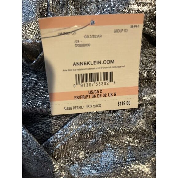 ANNE KLEIN SHIMMERY SILVER DRESS SIZE 2 - Picture 4 of 4